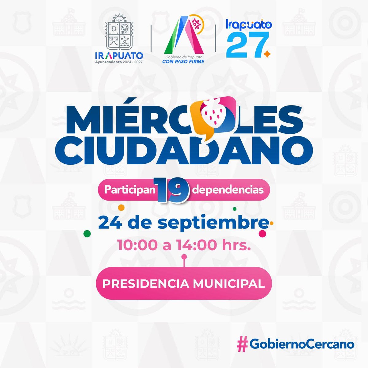 ¡Te esperamos en el Miércoles Ciudadano! si tienes alguna petición, reporte o duda, puedes acudir con nosotros. 🤝

De 10:00 am a 2:00 pm.
