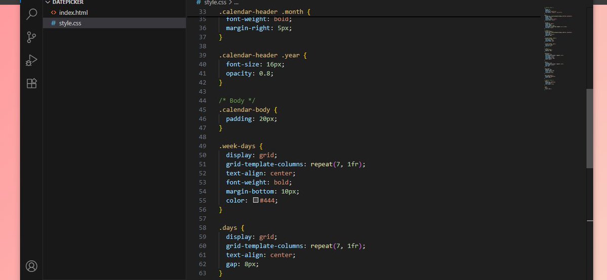 Code_withdami's tweet image. Here's my Date picker UI built with HTML & CSS 🌼Now imagining how much cooler it'll be once I sprinkle in some JavaScript✨
#codinglife #100DaysOfCode #CodeNewbie
#frontenddevelopment