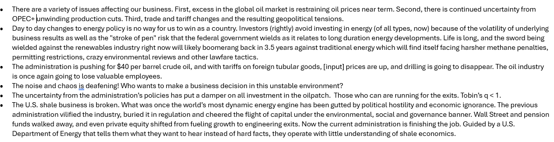 Some Dallas Fed Energy respondents comments.. Always interesting