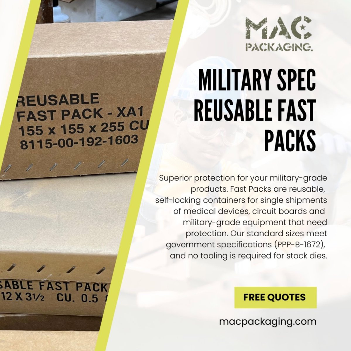 Explore our full line of reusable fast packs, manufactured to meet the strictest standards (PPP-B-1672C).
🔗 macpackaging.com/reusable-fast-…
Protect smarter. Ship stronger.

#militarypackaging #reusablefastpacks #fastpacks #military #packaging #governmentcontracting #protection