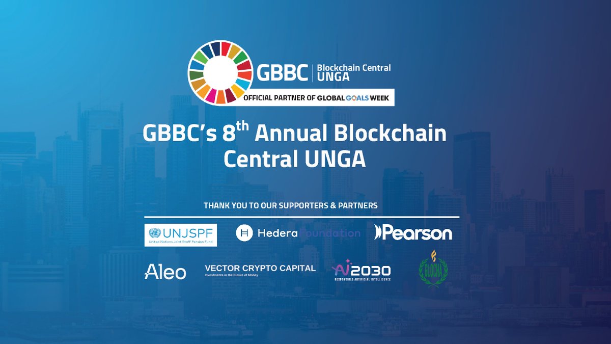 GBBC_io's tweet image. And with that, GBBC&apos;s 8th Annual #BlockchainCentral UNGA is a wrap! 🎬

A huge thank you to our supporters &amp;amp; partners who made this day possible: #UNJSPF, @HederaFndn, @AleoHQ, @pearson, Vector Crypto Capital, @AI2030Official, and @GlochaYouth 👏

Missed the livestream? Watch the…