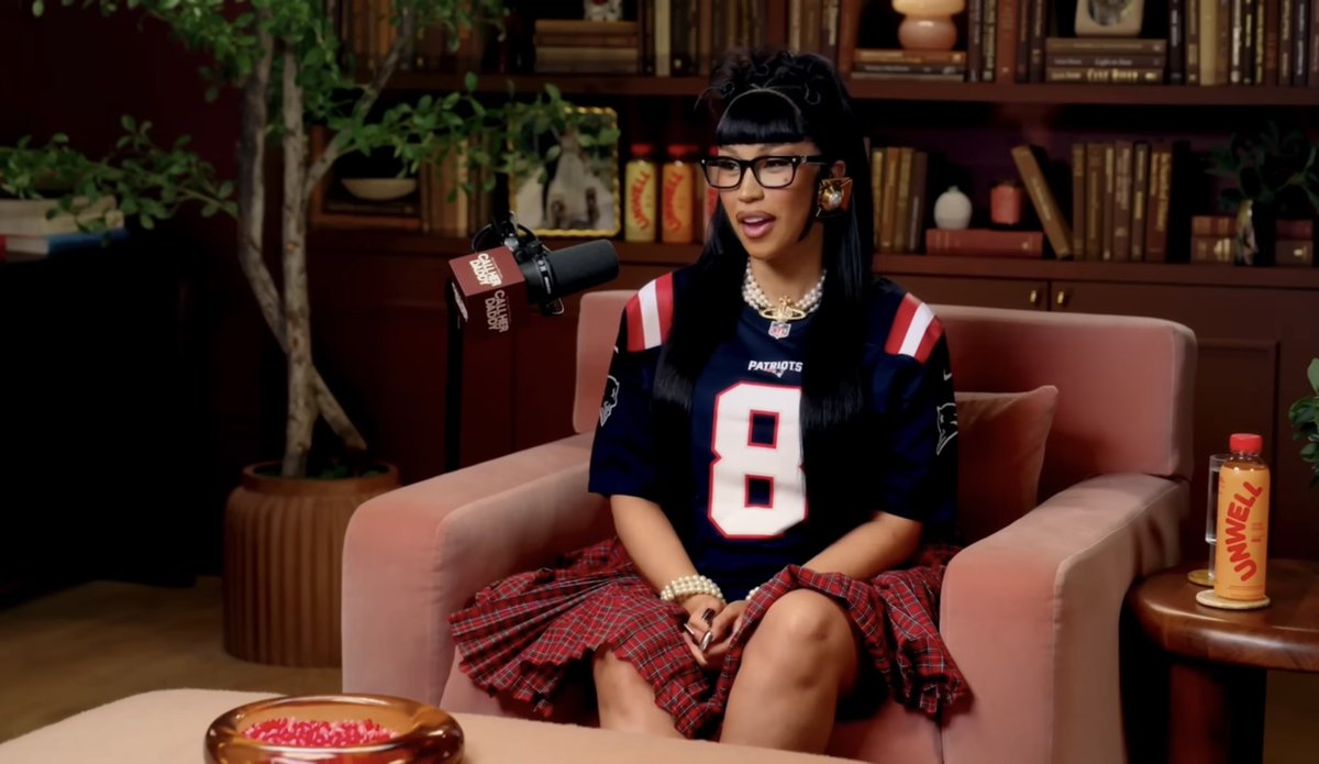 Cardi B was the latest guest on the <a href="/callherdaddy/">Call Her Daddy</a> podcast … and wore a #Patriots Stefon Diggs jersey.