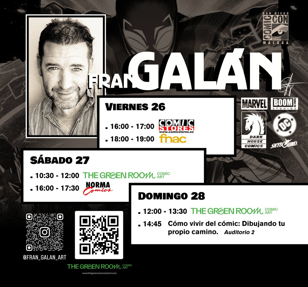 - Mi horario de actividades en la SDCC Málaga. Se agradece difusión.

@sandiegocomicconmalaga <a href="/thegreenroom/">thegreenroom</a>.comicart <a href="/marvelcomics/">marvelcomics</a> @dcofficial @dcspainofficial <a href="/boom_studios/">boom_studios</a> @darkhorsecomics @norma_editorial @normacomics <a href="/yojimbocomics/">Yojimbo Comics</a> <a href="/comicstores/">Comic Stores</a> @fnac_esp  @skyboundent