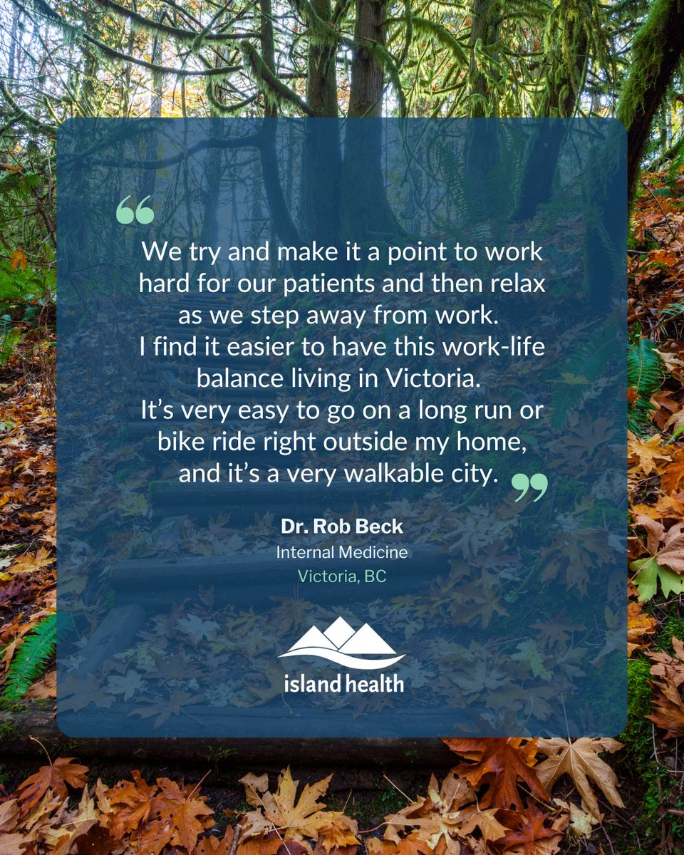 Connect with a medical staff recruiter today to talk about all internal medicine career opportunities across the Vancouver Island region. 

Email medstaffrecruitment@islandhealth.ca 

#InternalMedicine #DoctorsOfBC #VancouverIsland #FindYourPlace
