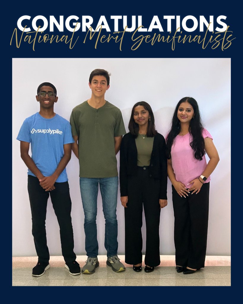 Congratulations to Bentonville West National Merit Semifinalists Veera Sai Joshik Unnam, Ethan Lamp, Deerga Shivaani Ramu and Sangamitra Reshmy! These outstanding seniors scored in the top 1% of Arkansas students on the PSAT. We are so proud of their dedication to academics!