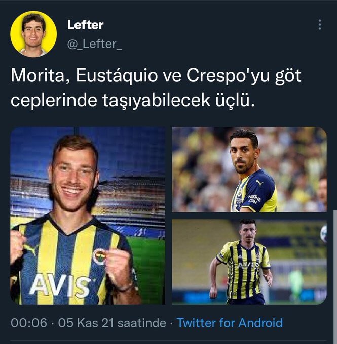 <a href="/_Lefter_/">Lefter</a> Twitch hesabını 40 bin tl civarına satıp hesabı geri aldın
Ajans üzeri belli kişilerden para aldın
İsmail Kartal’a Kent için hakaret ettin yetmedi 99 puan topladı gelip tekrar hakaret ettin Tedesco’ya sebep oldun. Sen ve senin gibiler kulübün kanserleri