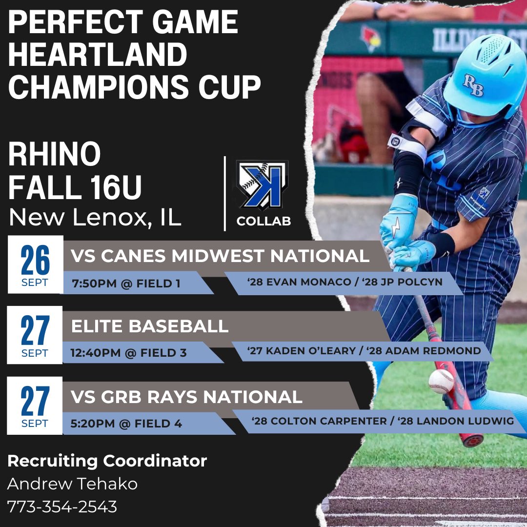 🚨🚨 🚨🚨 🚨🚨 🚨🚨 🚨🚨 🚨🚨
          SCHEDULE &amp; ROTATION
🚨🚨 🚨🚨 🚨🚨 🚨🚨 🚨🚨 🚨🚨

                      Perfect Game
         Heartland Champions Cup
            
               📍New Lenox, IL📍
