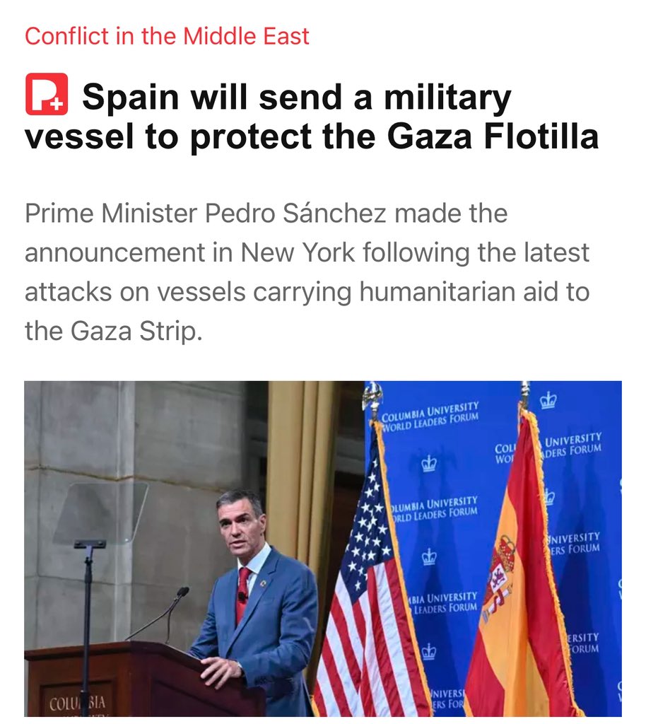 Let's take a moment to let the momentous significance of this sink in. 

Both Italy and Spain are sending warships to protect a flotilla of peace and aid workers FROM LIKELY ATTACKS BY ISRAEL.

European states have to use their militaries to protect their citizens from Israel.