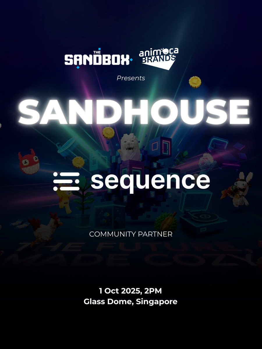 0xsequence's tweet image. This not your typical Web3 side event.
Pillows. Coffee. Surprises. & yes — we'll be there too!
Join us at SandHouse @token2049 for @TheSandboxSEA's cozy retreat!
📍 Oct 1 | Glass Dome
🎟️ FREE ENTRY → lu.ma/l5306k5w
#SandHouse2025 #TheSandbox
