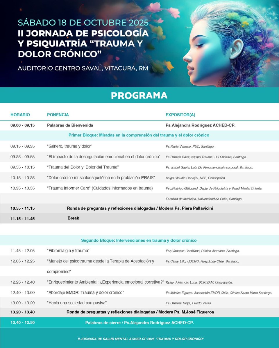 El comité de psicología de <a href="/AchedCp/">ACHED-CP</a> invita a inscribirse en esta jornada donde estará participando nuestro académico, Dr. Rodrigo Gillibrand, quien presentará el tema: "Trauma Informer Care" (Cuidados informados en trauma).

📩Más info e inscripciones en: contacto@ached.cl