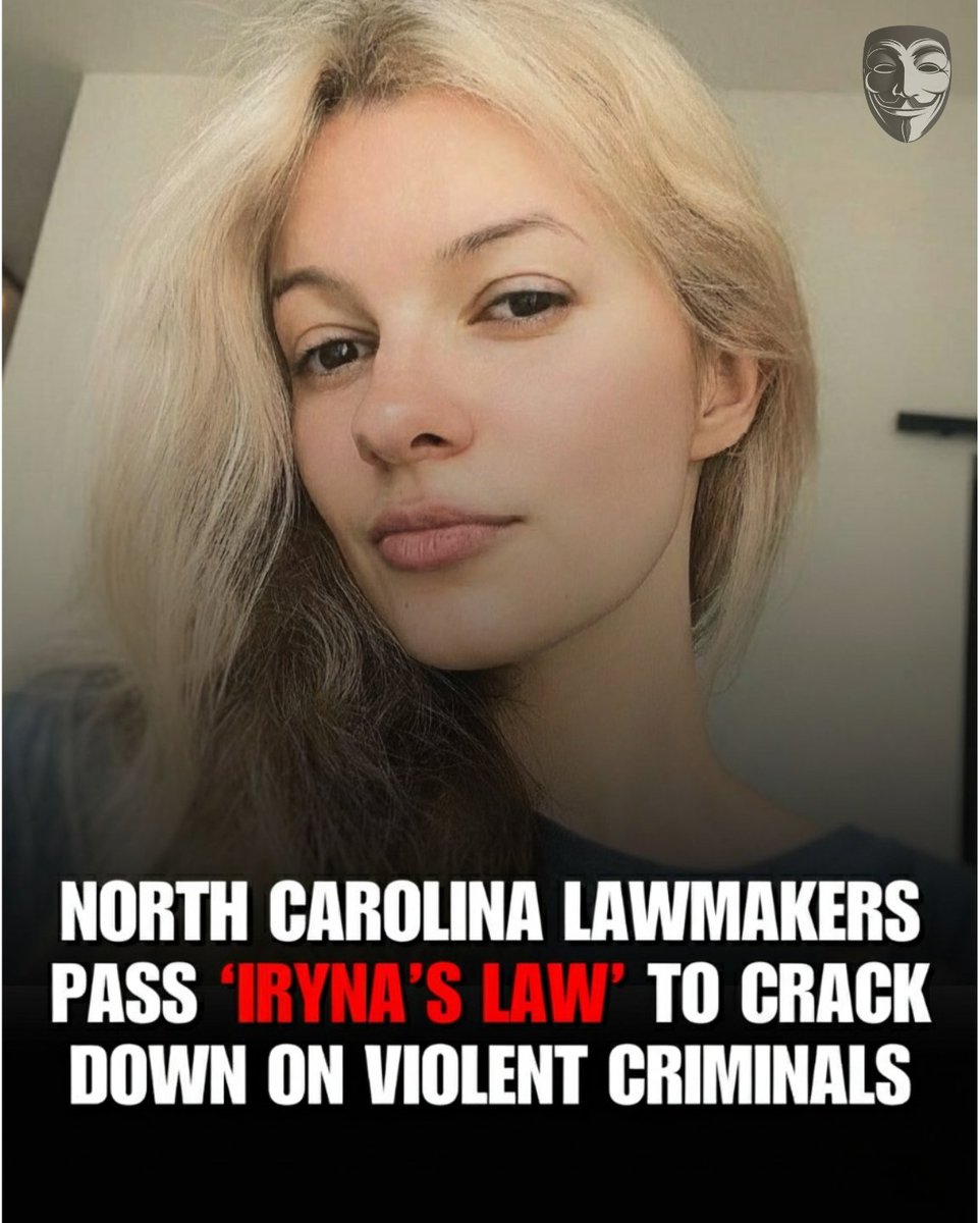 anonymousgroupx's tweet image. ‘IRYNA’S LAW’: North Carolina state lawmakers passed a criminal justice package named after a Ukrainian refugee who was fatally stabbed on a Charlotte train. The bill now heads to Democratic Gov. Josh Stein’s desk to be signed into law or vetoed.
The legislation would restrict…
