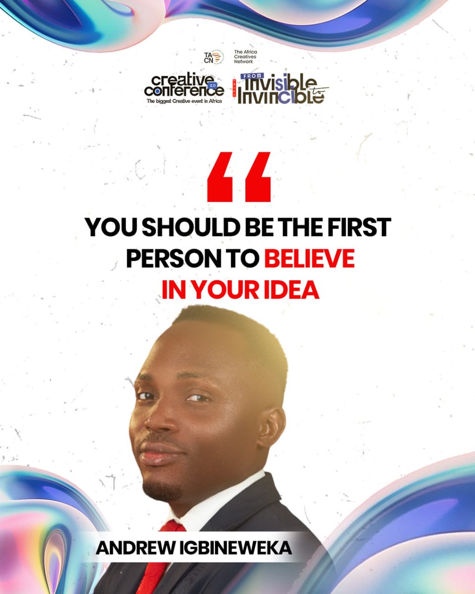 CreativeXComm's tweet image. Nuggets from Mr Andrew Igbineweka practical session.

We were reminded that the first believer in any idea must be you. Not everyone will see the vision you see, and not everyone will support it  but your belief sets the pace.

#creativeconference