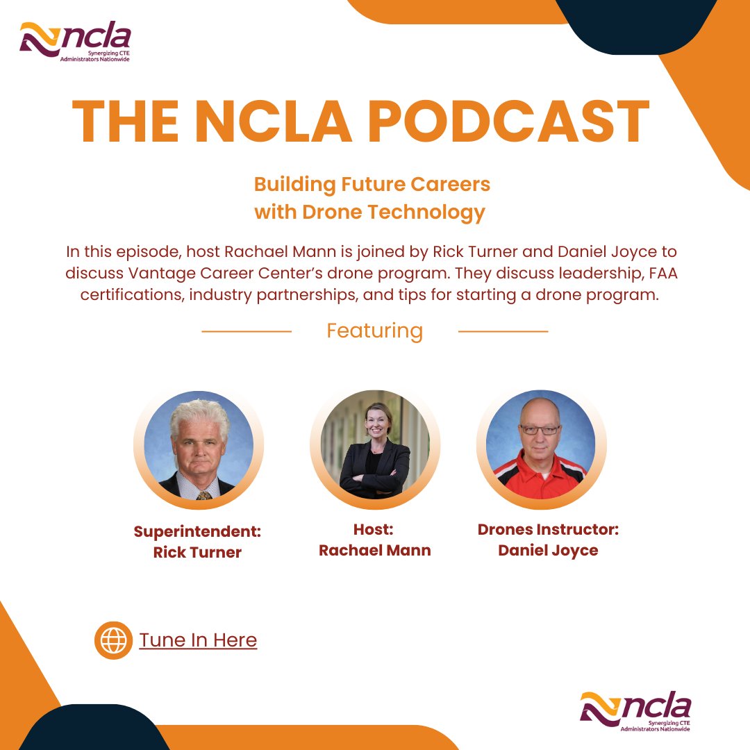 NCLA_CTE's tweet image. In this episode of the NCLA podcast, we dive into the world of drone technology with Rick Turner and Dan Joyce from @vccstudents. Discover how students are getting an edge for the future workforce through innovative drone programs. 
#Careerteched 

podcasters.spotify.com/pod/show/nclac…