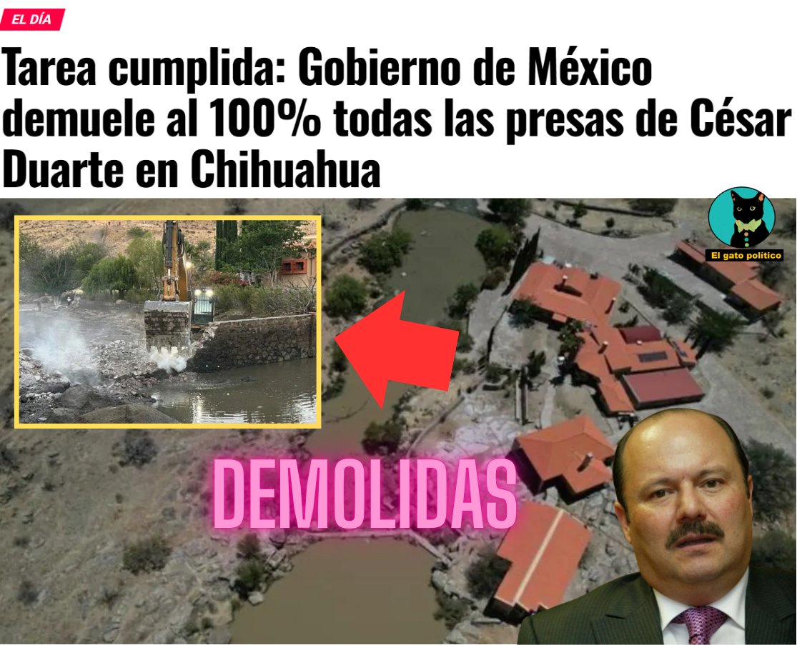 🔴🔴¡Tómala!
Demoliditas al 100 quedaron todas las presas de César Duarte en Chihuahua. Ahora a quitarle todas las concesiones de agua a Fox en Guanajuato. 🥁🥁
➡️ ➡️ wp.me/pbiqPq-q4i