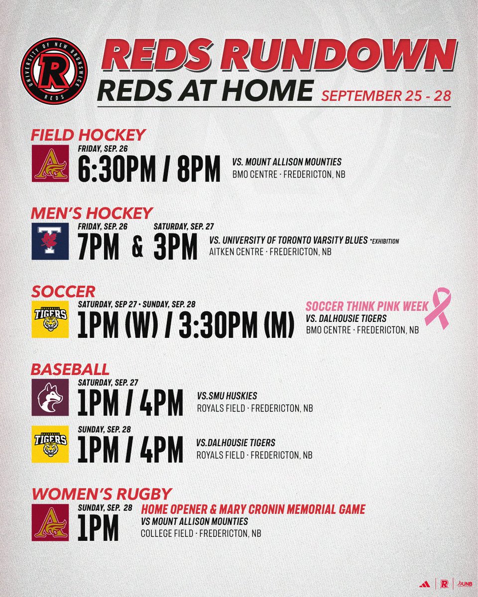 UNBAthletics's tweet photo. Ready for another weekend of non-stop action?   

Your weekly REDS Rundown is here with everything you need to know about our upcoming events 👇 https://t.co/hGIHlnsseJ
