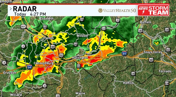 A couple of big downpours in Boyd and Cabell Counties producing a quick 1-2" of rain with street flooding in some locations as it moves east. Heads up in Milton/Hurricane too.