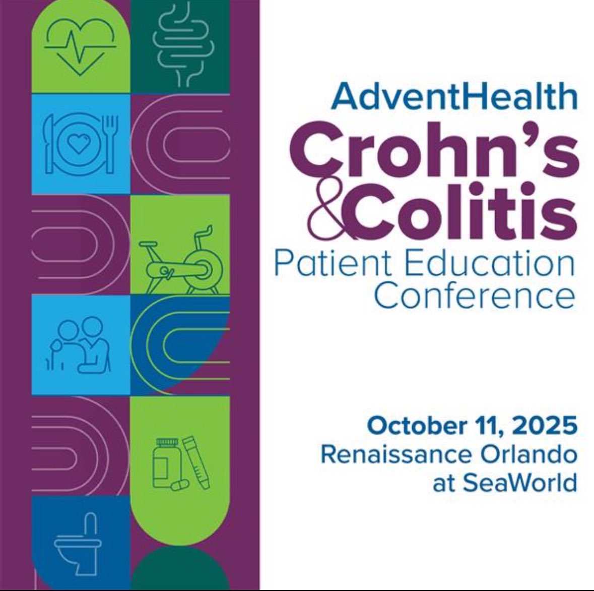 We are so excited! Join us for Adventhealth Crohn's and Colitis Patient Education Conference on Saturday October 11, 2025 at the Renaissance SeaWorld Orlando. Learn from experts, connect with others who understand, and leave empowered to live your best life.
 
Click the link for