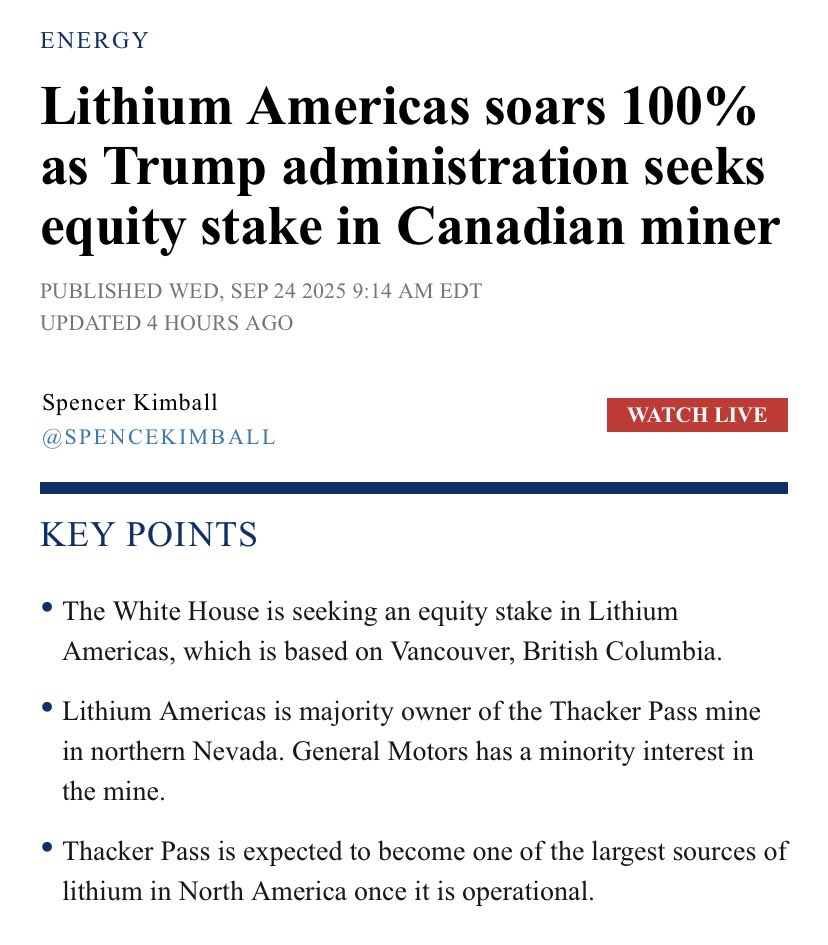 EdwardGofsky's tweet image. $LAC ~ Well, Got Damn! ~ #Lithium Americas soars 100% as Trump seeks equity stake. We witnessing the biggest “oligarchy stock market mania” in USA history. Had these calls for months &amp;amp; nothing was happening. I woke up today to see my calls up over 300% cuz Trump wants in. SOLD