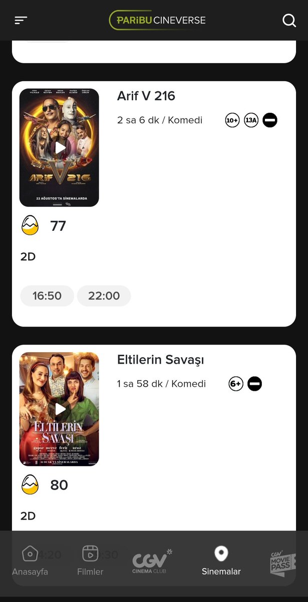 Cumartesi pazar neden vizyondaki filmler yok.Koysana vizyondaki filmleri millet izlesin ayıp...
<a href="/ParibuCom/">Paribu</a> <a href="/paribucineverse/">Paribu Cineverse</a> 
#sinema #kocaeli #sinemafestivali #vizyonda