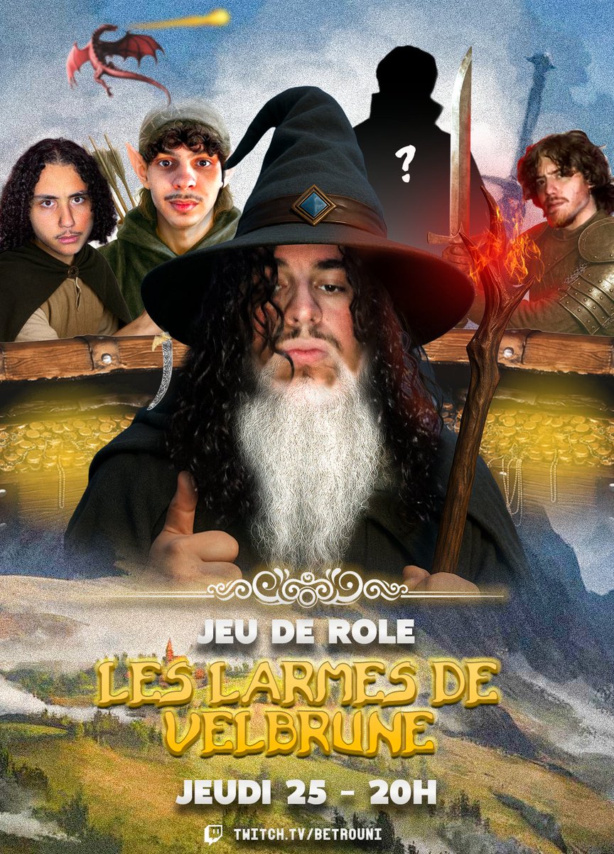 Betrouni_'s tweet image. Sesses Sam Makao et moi même autour d'une même quête pour notre premier JDR en live 🧙‍♂️

"Les Larmes de Velbrune⚔️"

Quatre protagonistes et...

Un Maître du Jeu pour les gouverner tous.. le grand Bankai sera avec nous 🐐

À demain 20h ⏰