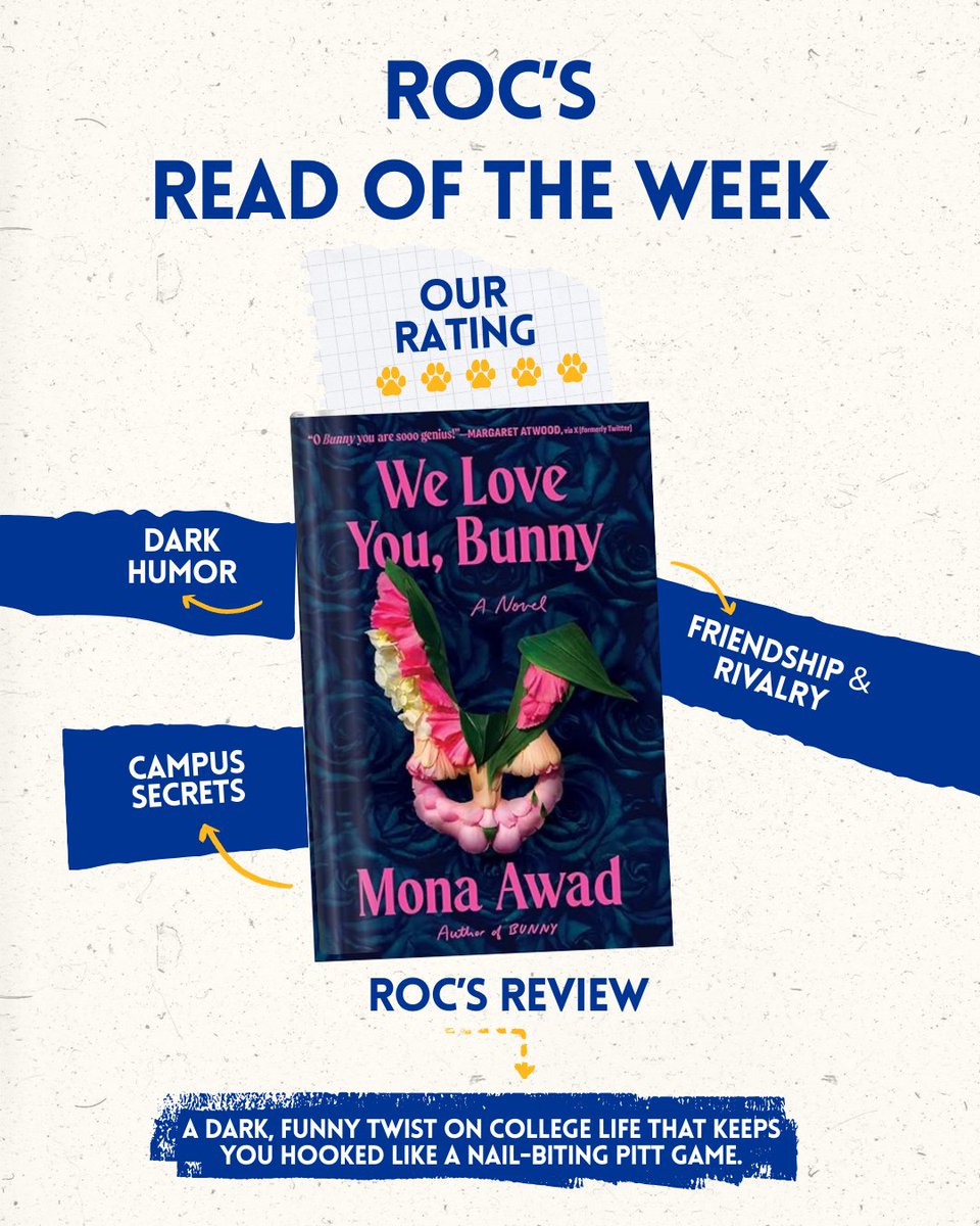 Roc’s Read of the Week: We Love You, Bunny by Mona Awad. With dark humor, campus secrets, and intense friendship dynamics, this twisted college tale will keep you hooked from start to finish.

#UniversityStoreOnFifth #H2P