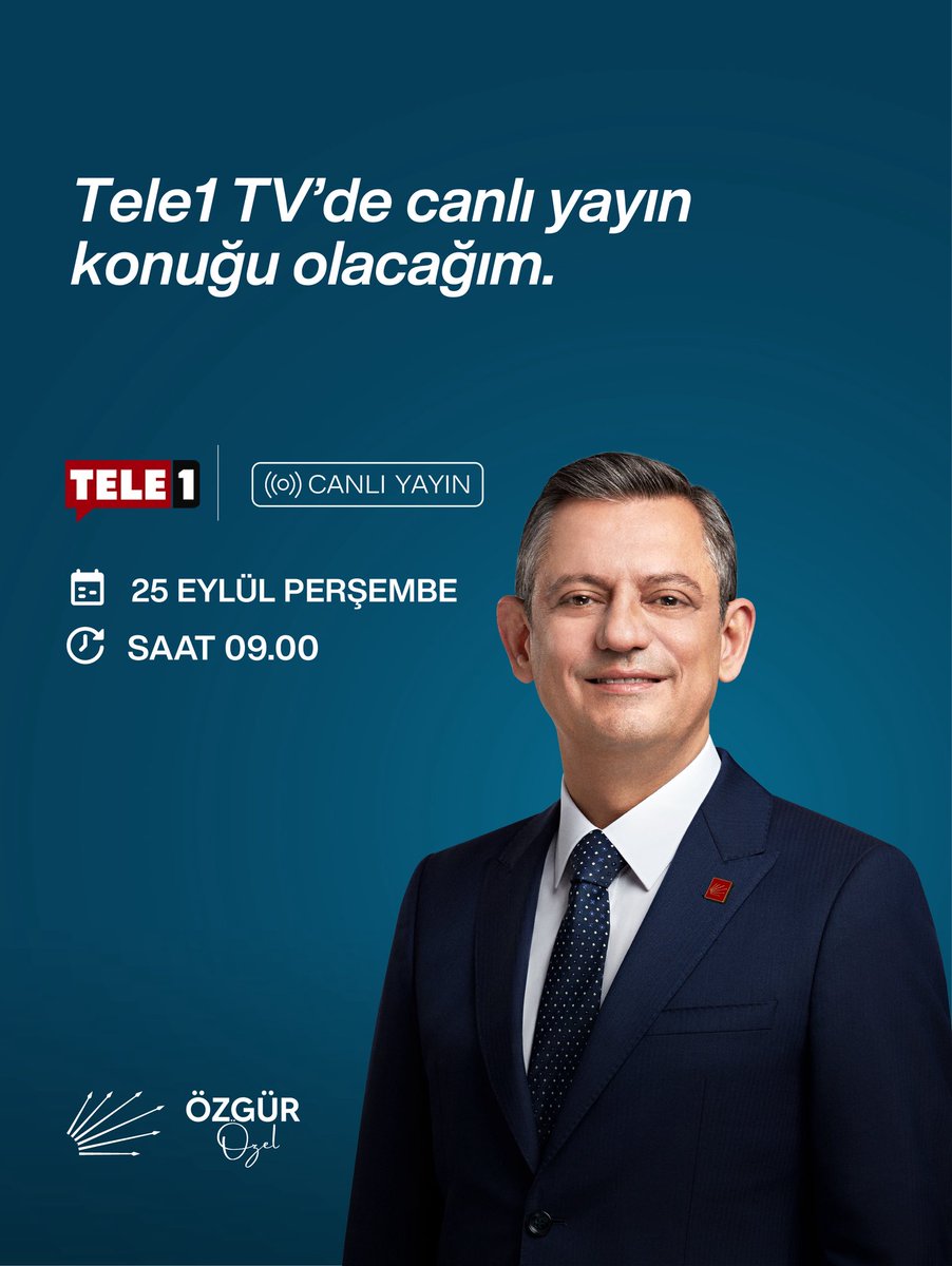 Yarın sabah, Tele1 TV’de Gökhan Kayış’ın canlı yayın konuğu olacağım. 

🗓️25 Eylül Perşembe
⏰09.00
📍Tele1 TV