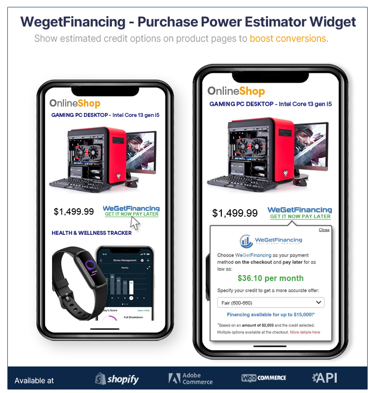 WeGetFinancing's tweet image. Financing is part of the journey, not a bolt-on.

✅ PDP purchase-power estimator
✅ Multi-lender coverage (prime → subprime)
✅ Clear options alongside cards

Make checkout personal → lift approvals &amp;amp; AOV.
wegetfinancing.com/blog/bnpl-plat…

#POSFinancing #CheckoutUX #BNPL