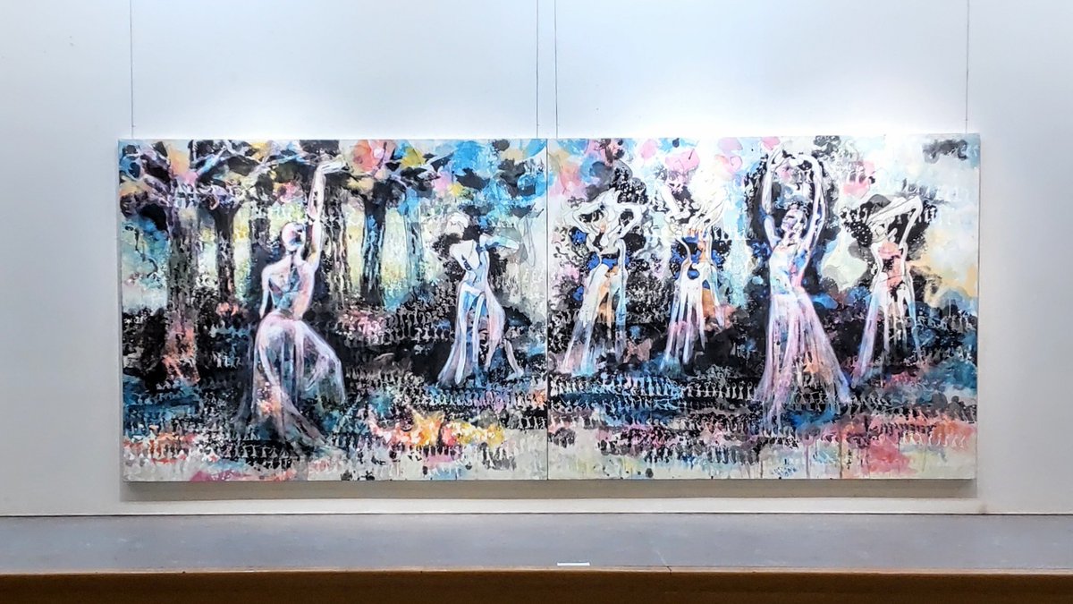 hkakuki's tweet photo. 山羽春季さん個展 @yamaba65
－ 精霊たちは花園にいる －
京都高島屋S.C. 6階美術画廊
2025.9.17(水)～9.22(月)

広い会場で 優雅に堂々と
そしてなにより美しく舞うひとたち
躍動する華やかな色彩
コマ送りの軽快な動き
ただただ感動の世界でした😂🍀🌈 https://t.co/P9MAofq1V1