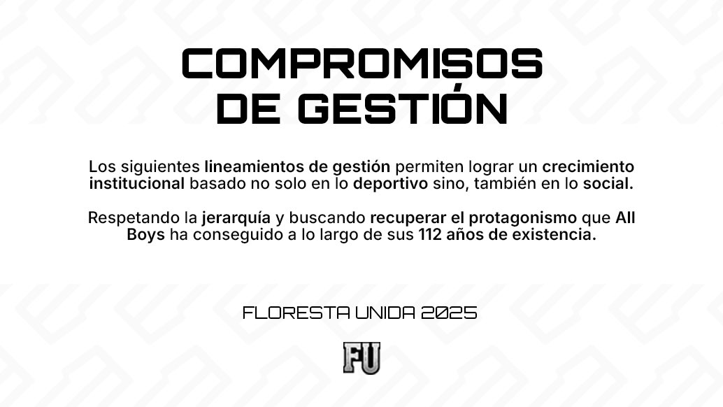 florestaunidaok's tweet photo. Presentamos nuestros compromisos de gestión: una propuesta que busca el crecimiento deportivo, social e institucional de All Boys. https://t.co/4JlDyyrjzR