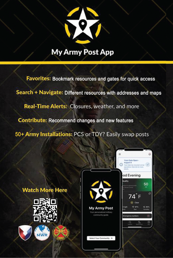 If you haven't downloaded the My Army App, do so today!  
It's full of very useful information and resources for Soldiers, Families, and Veterans.