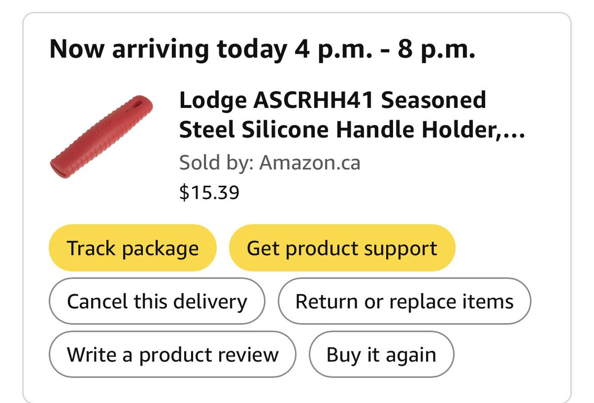 How I can tell I’m getting old. 

I keep checking the tracking in excitement this silicone handle for a carbon steel pan