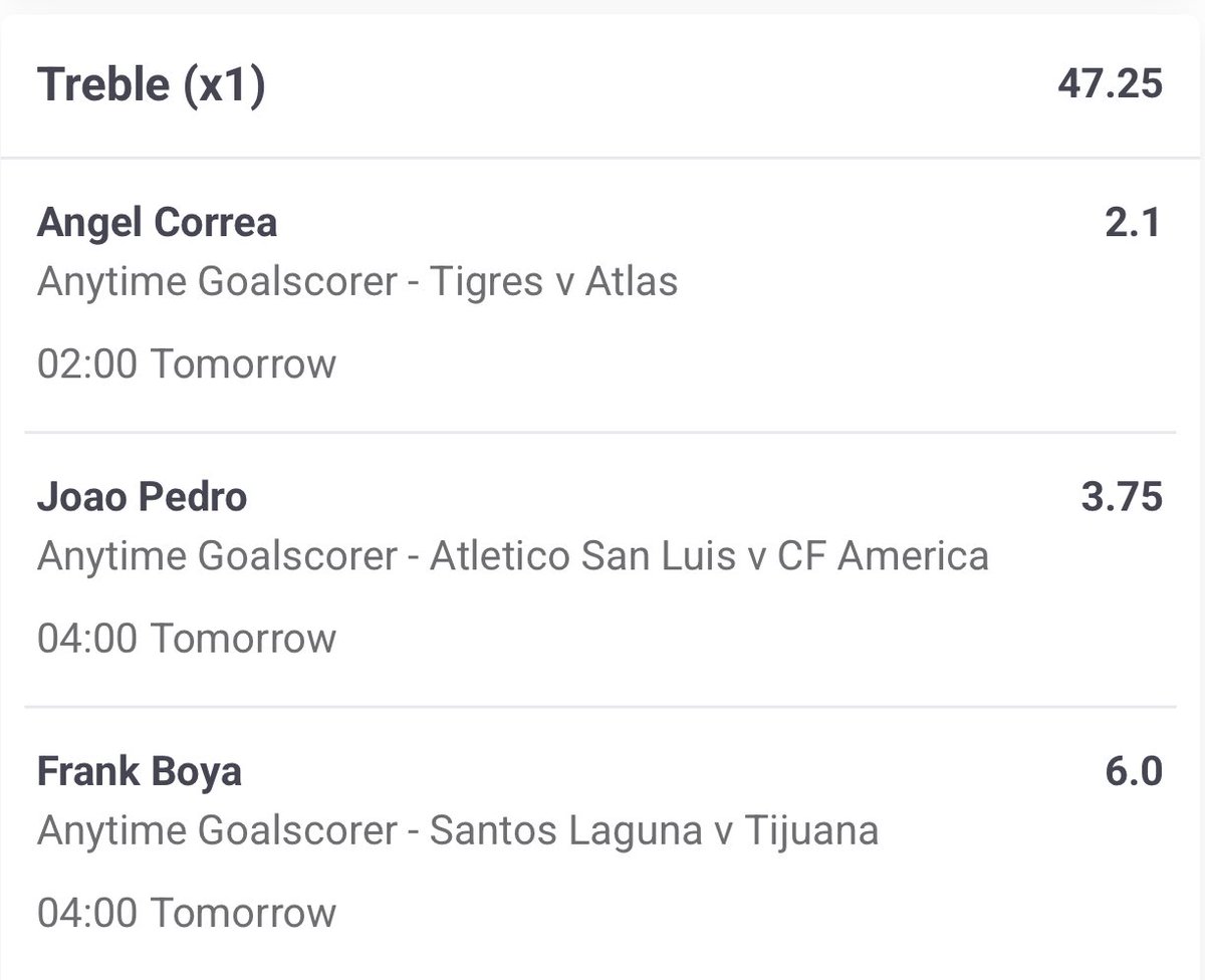 spawnzz7's tweet photo. 🎯 Smashed a Liga MX goalscorer treble last night! 💥 Let’s see if I can go B2B!
#LigaMX #GamblingX https://t.co/Ny7tYR2DOo
