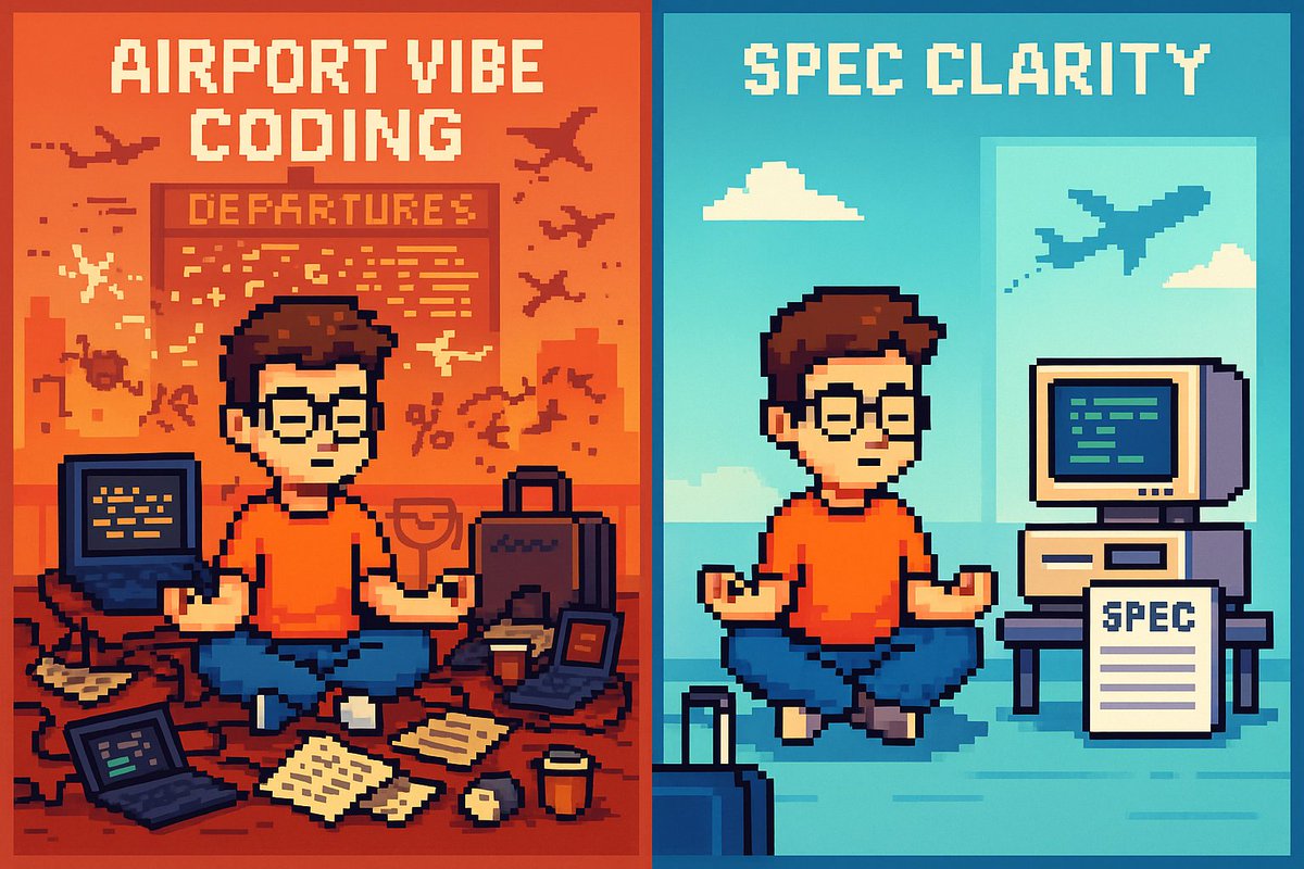 jmojeda's tweet photo. From Airport Chaos to Spec Clarity: How Writing Requirements Saved My Sanity
https://t.co/hxwWGvah4z
#AI #Coding #SoftwareEngineering #Requirements #Agile #Waterfall #Productivity #SpecKit #GitHub #VSCode #MergeConflict #JamesMontemagno #FrankKruger #DevEx #EntropyReduction https://t.co/JrojwJ07qd