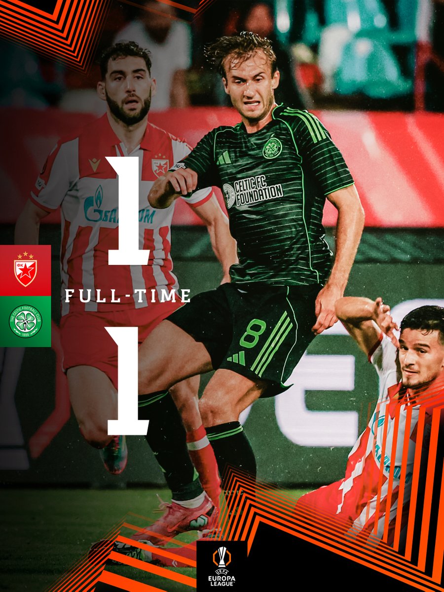 Celtic Football Club (@celticfc) on Twitter photo Honours even in Belgrade, as our opening #UEL match finishes in a draw.
#CrvenaZvezdaCeltic | #CelticFC🍀 Honours even in Belgrade, as our opening #UEL match finishes in a draw.
#CrvenaZvezdaCeltic | #CelticFC🍀