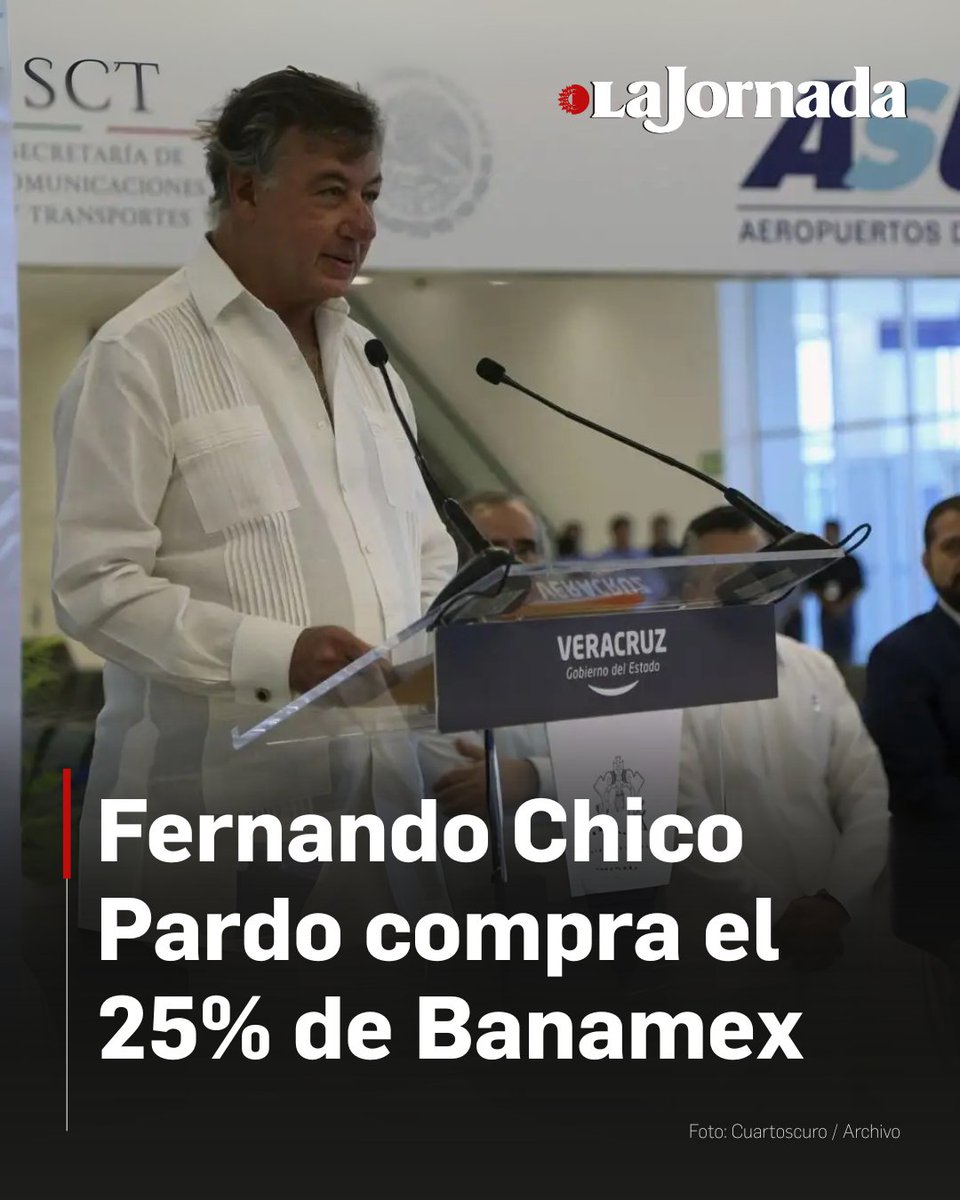 El empresario Fernando Chico Pardo adquirió el 25% de las acciones de Banamex, operación que marca el primer paso en el regreso de este histórico banco a inversionistas nacionales, tras más de dos décadas en manos de Citi.

La presidenta Claudia Sheinbaum fue notificada en una