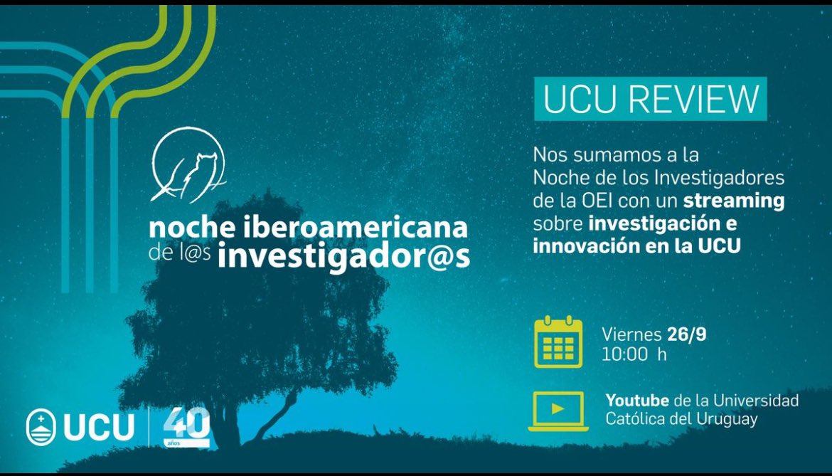 INVESTIGACIÓN  e INNOVACIÓN

🗣️ ¡Este viernes nace UCU Review, un streaming que pone la investigación y la innovación en el centro!

Conducen: <a href="/Meloisa_/">Eloísa González</a> y <a href="/javiermazza/">Javier Mazza</a> 

#NochedelosInvestigadores 

🗓️ 26/9 
⏰ 10:00
💻 Canal de Youtube <a href="/UCUoficial/">Universidad Católica</a>