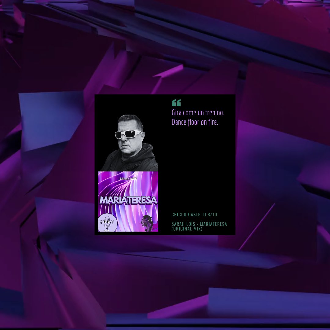 groovy_riddim's tweet image. 💪🏻One of the supporters of ‘MARIATERESA’ by #sarahlois is #criccocastelli!

🛒Get it exclusively now on @traxsource: traxsource.com/track/13883732…