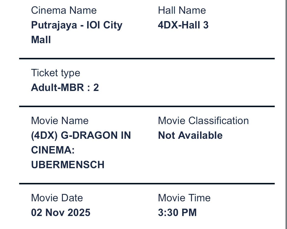 __belllll's tweet photo. tiba tiba rasa menyesal pulak beli tiket G-DRAGON IN CINEMA: UBERMENSCH in 4DX 🫠 ghisauu tak tenang nak tengok, seat goyang2 🤣 agak2 kalau resell ada orang nak beli tak ? https://t.co/C8biqr4sCe