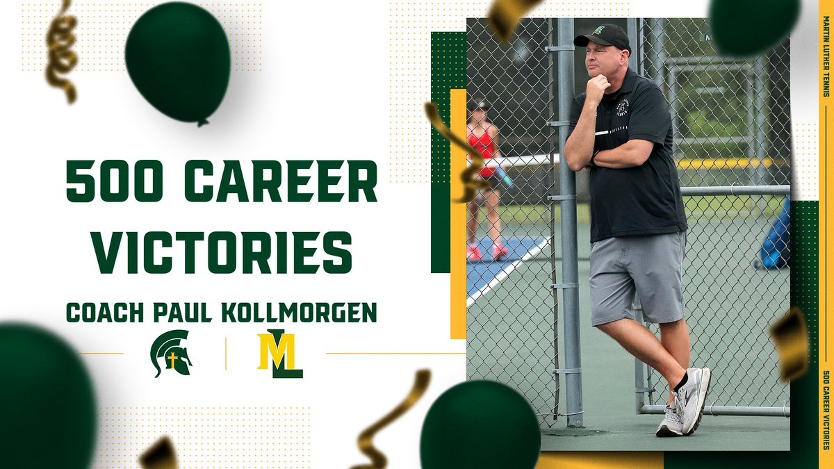 ✨500 Wins!✨
Congrats to Coach Kollmorgen on reaching this incredible milestone  🏆🎾Through faith, dedication, and servant leadership, Coach has shaped lives both on and off the court. @ml_girlstennis @martinlutherhs @metroclassic1