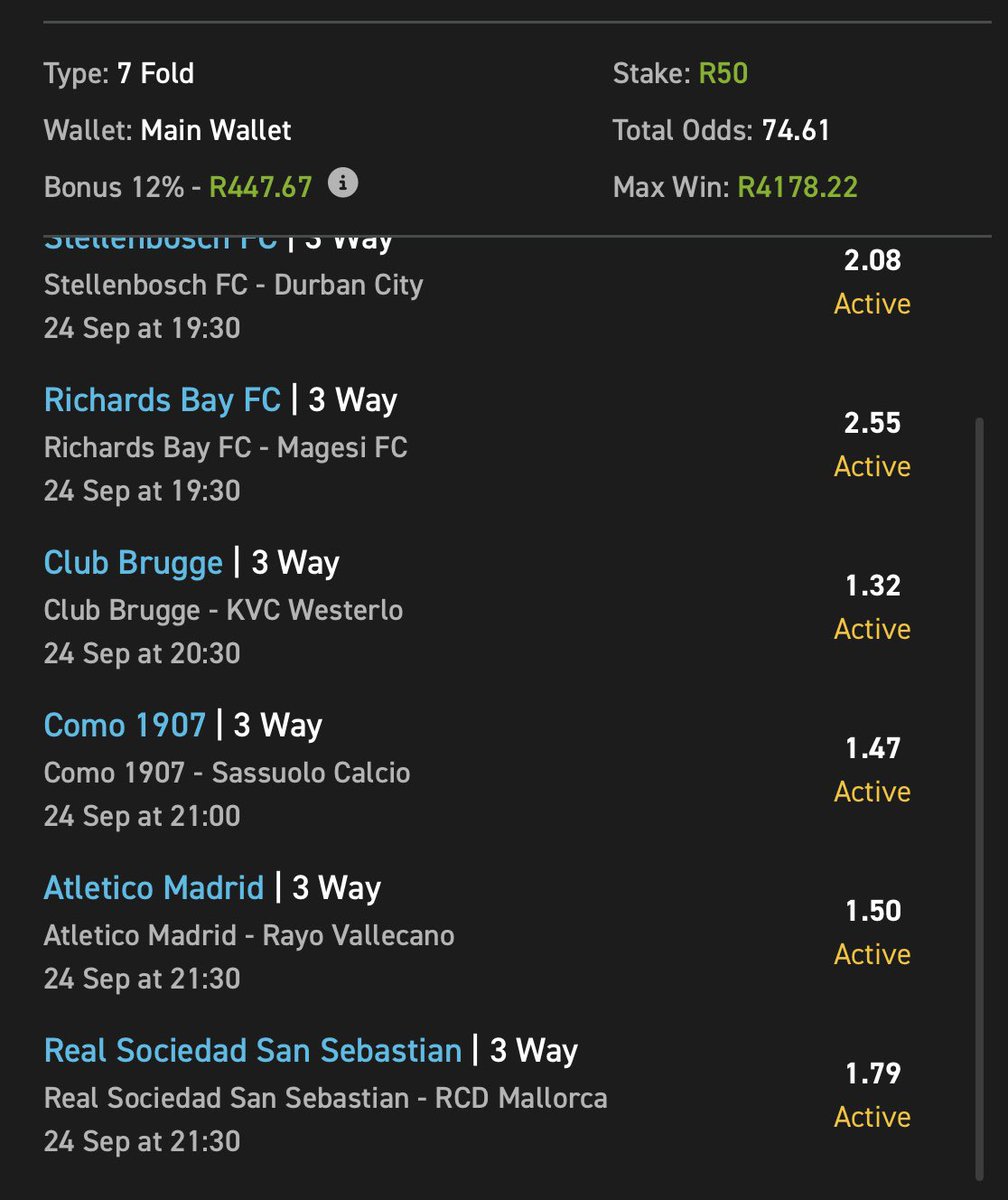 Mohale_Evans's tweet photo. Evening Games β
π₯
Straight Wins β
π₯
Booking Code π 03-445915
Booking Link π https://t.co/0PVmwrkpW3
Lets Register here π https://t.co/pnRW7Cdddr
Use My Promo Code π GOAT50 β
π
A Win After Win β
π₯π₯π
#Easybet π #SaturdayRewards https://t.co/d6whnkxstc