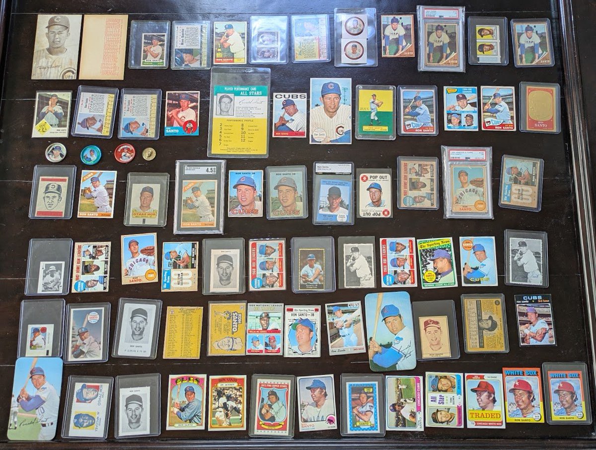 Remembering my Dad on his 27th heavenly birthday and his favorite player, Ron Santo. 

Anyone want to see his playing days run with a ton of oddballs? Yeah? Me too.

Didn't have room for a few posters and picture packs. That might be a different series when I go by decade.