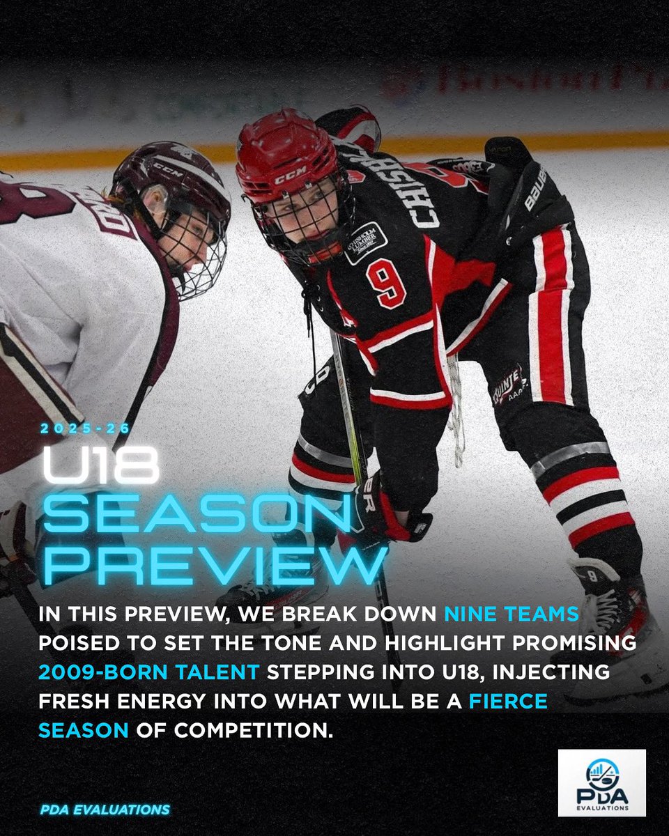 A fierce season is on the horizon — nine teams are ready to set the tone, while 2009-born talent steps into U18 to inject new energy into the battle for top spots. 

#U18Hockey #PlayerDevelopment #PDAEvaluations #GrowYourGame #U18AAA