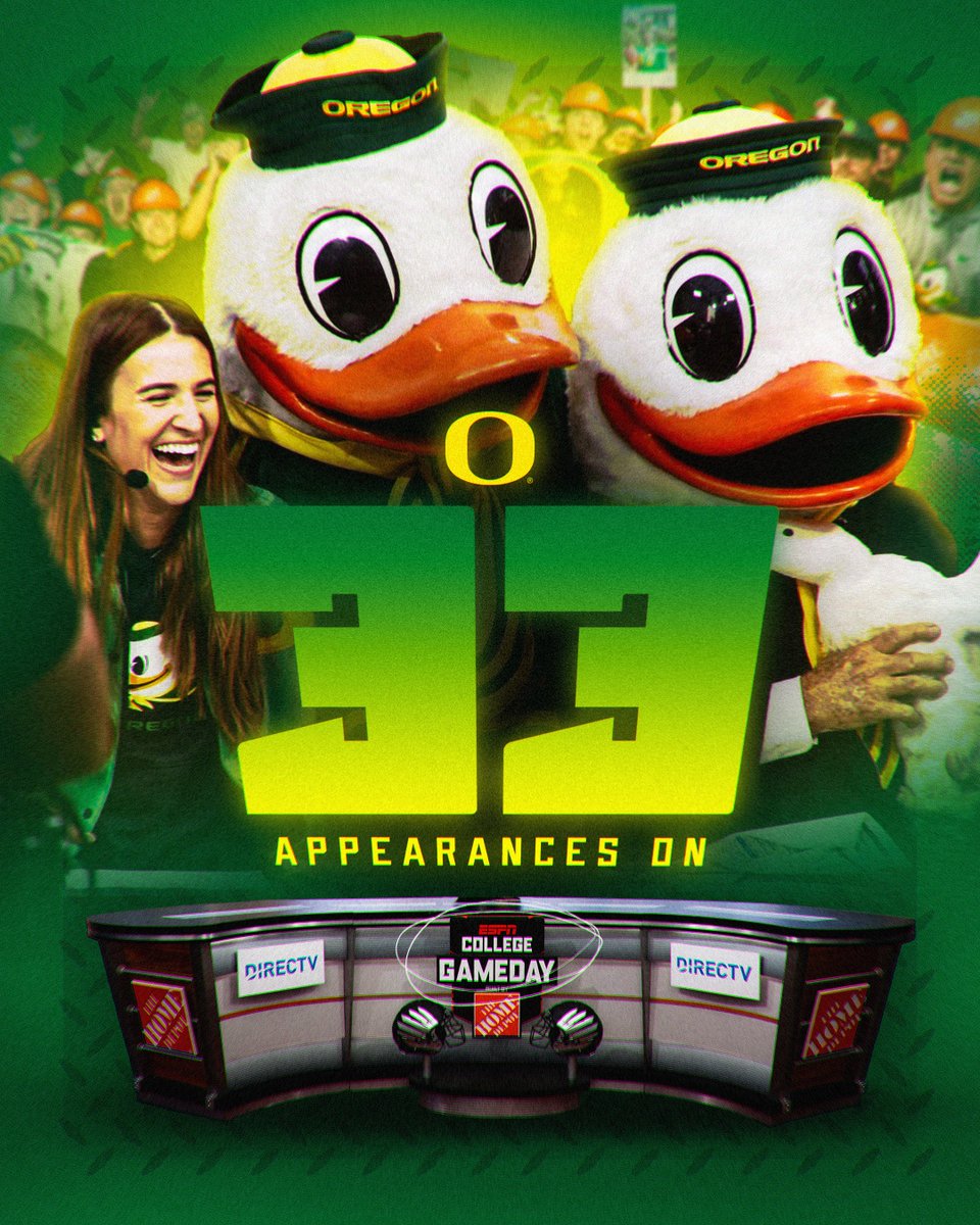 Mighty brand. 

Oregon will appear on <a href="/CollegeGameDay/">College GameDay</a> for the 33rd time this weekend. #GoDucks