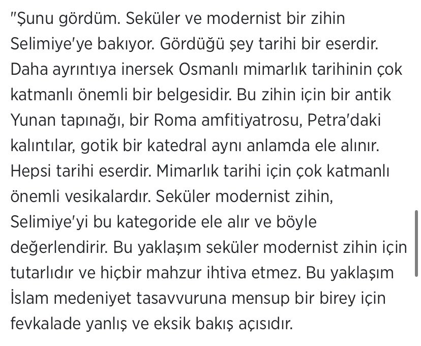 Bu algı ve keyfilikle Selimiye Camii’nin kubbe altı hat ve teyzinat çalışması nasıl bir araya gelebilir(!) Restorasyon çalışmaları için kabul edilen bilimsel yaklaşım yerine bu ciddiyetsiz tutuculuğun önerisi daha önce defalarca reddedilmesine rağmen sonradan nasıl kabul edilir?
