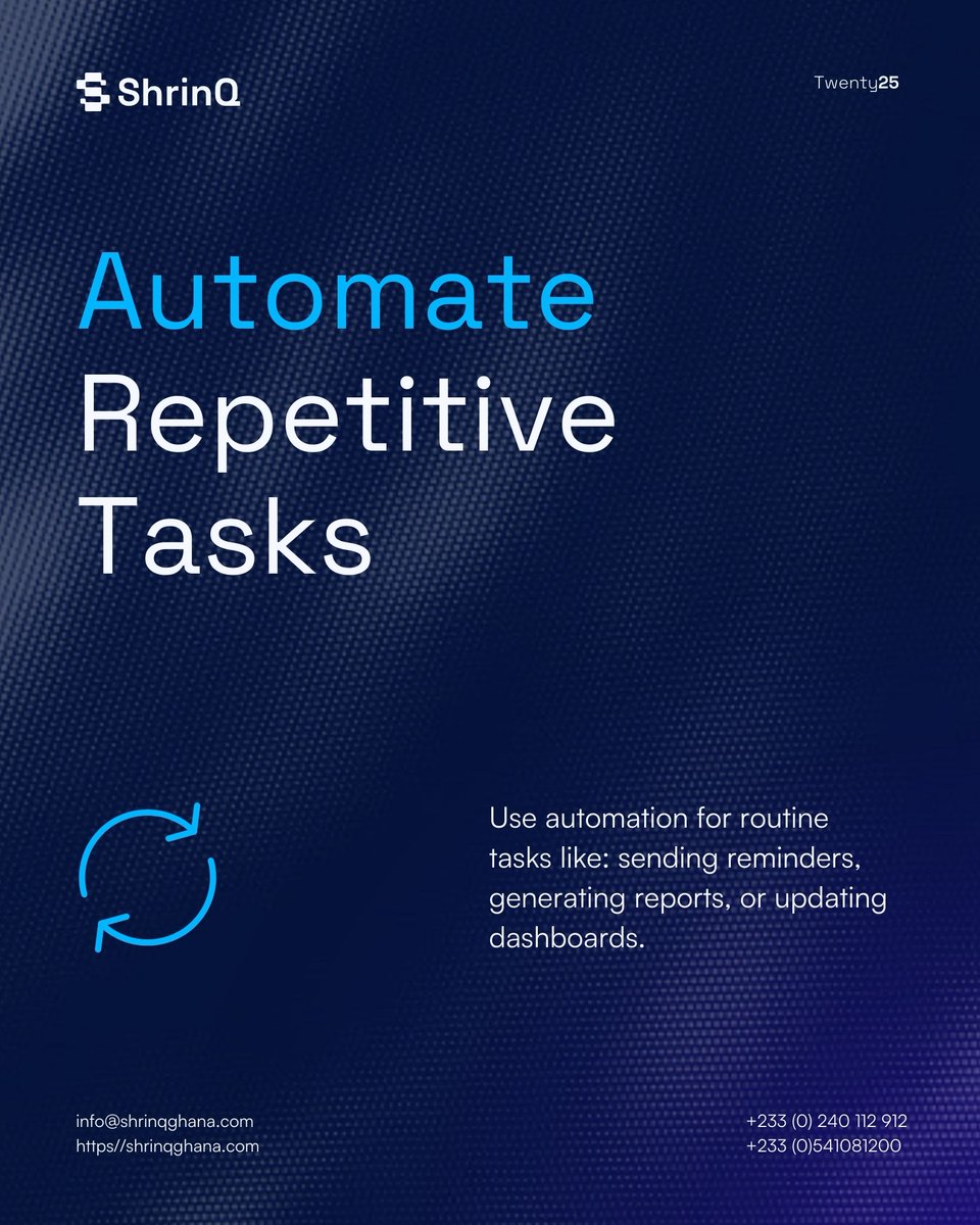 shrinqghana's tweet image. You don’t need more tools; you need better systems.
ShrinQ helps you automate &amp;amp; streamline tasks in one place. Contact us today for a zero-budget demo session.
#WorkflowSimplified #BusinessSoftware #TechForBusiness #DigitalSolutions #WorkSmart #BusinessEfficiency #FutureReady #AI