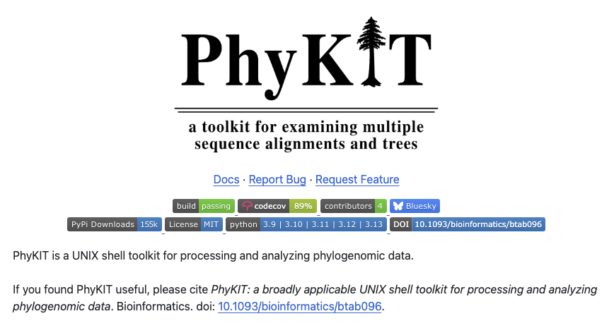 jlsteenwyk's tweet image. #PhyKIT now supports Python 3.12 and 3.13.

#Optimizations are also included in the latest release -- more details to come :)