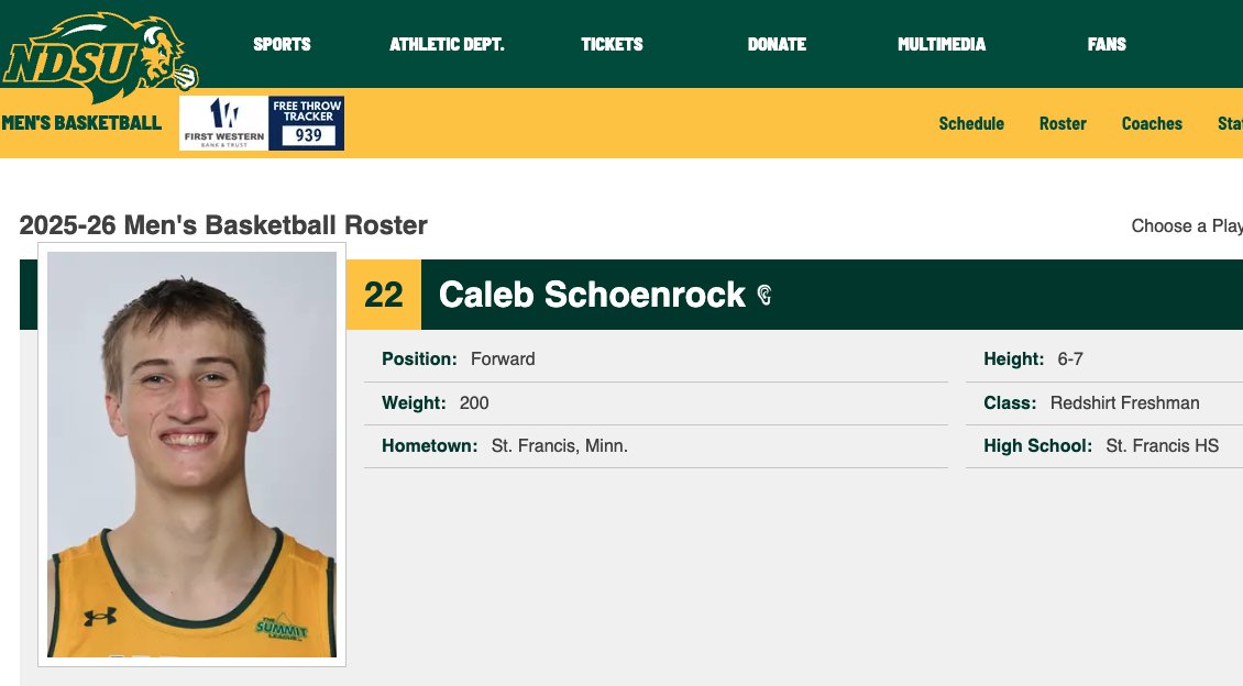 Kyle Waterworth (@kyle_waterworth) on Twitter photo S/O to St. Francis class of 2024 alum <a href="/CalebSchoenrock/">Caleb Schoenrock</a> for earning a roster spot on the NDSU mens basketball team! Your SF basketball family is cheering you on! #SaintsPride <a href="/StFrancisHoops/">St. Francis High School Boys Basketball</a> <a href="/NDSUmbb/">NDSU Men's Basketball</a> S/O to St. Francis class of 2024 alum <a href="/CalebSchoenrock/">Caleb Schoenrock</a> for earning a roster spot on the NDSU mens basketball team! Your SF basketball family is cheering you on! #SaintsPride <a href="/StFrancisHoops/">St. Francis High School Boys Basketball</a> <a href="/NDSUmbb/">NDSU Men's Basketball</a>