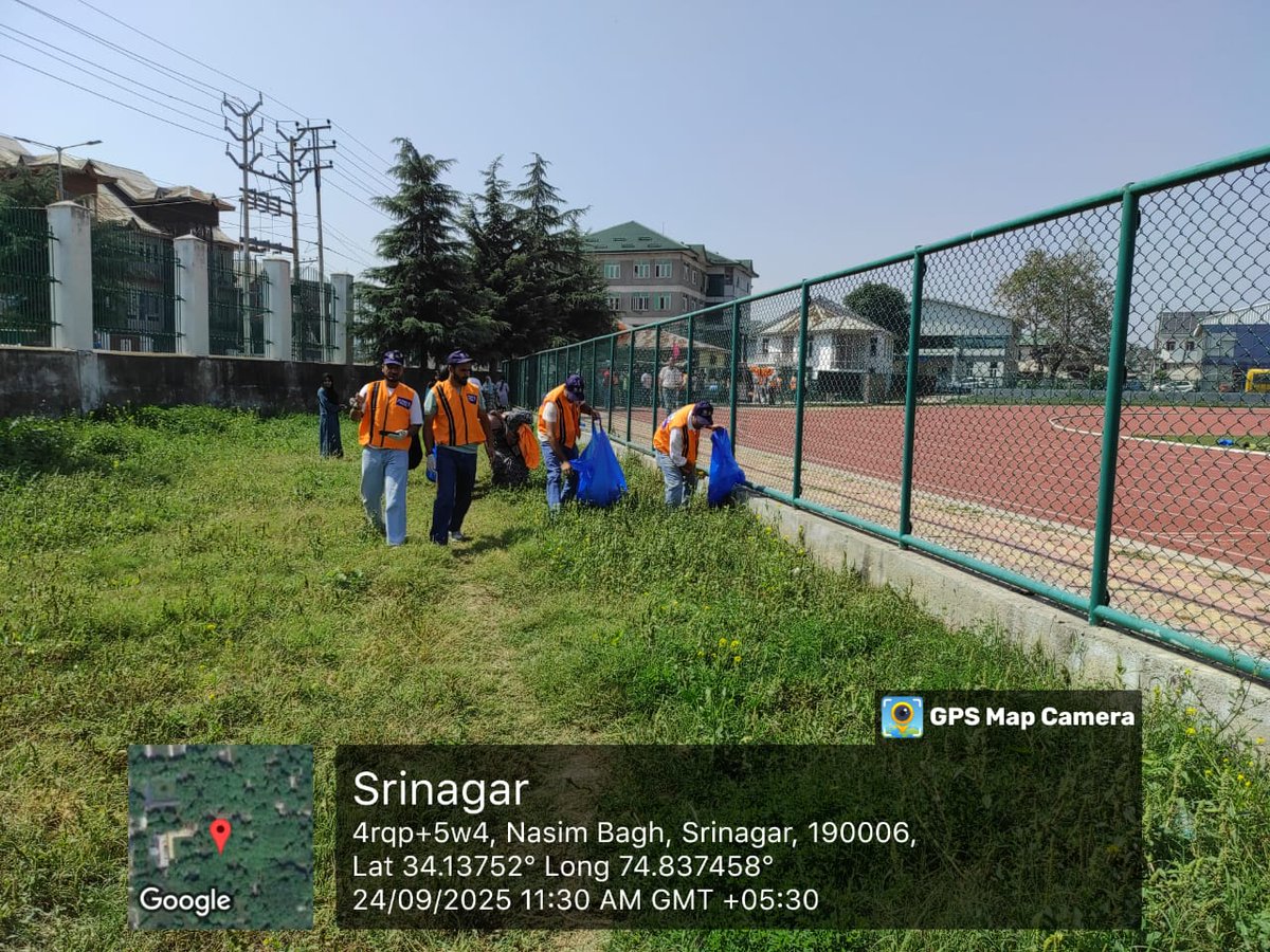 The National Service Scheme (NSS) University of Kashmir continued its activities under the weeklong Cleanliness Drive under the banner of Seva Parv in the playgrounds of main and satellite campuses of the university