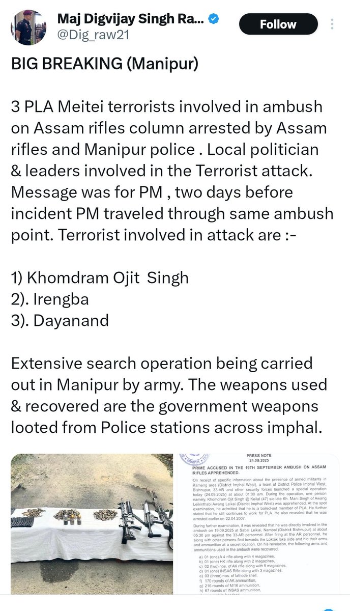 Hingchaba382495's tweet image. MP, isn’t it a mockery that an ex-Major sitting in the USA could publish 3 names involved in the incident while you released only one?
Are retired officers authorized to declare culprits before the police?
It raises doubts about leaks,credibility &amp;amp; the erosion of police authority