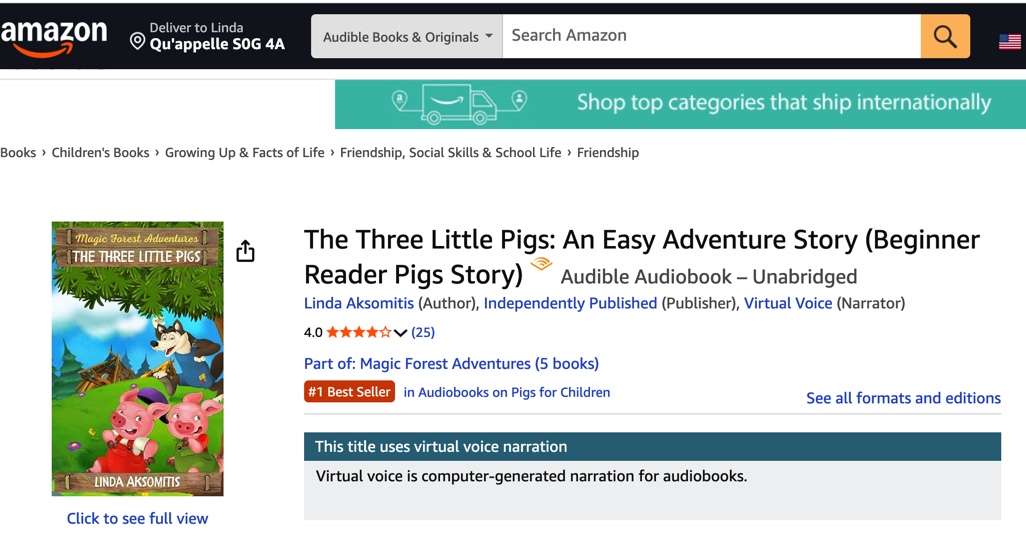 aksomitis's tweet image. So thrilled to have my beginner reader, The Three Little Pigs, a #1 Best Seller on Amazon's Audible Audiobooks! It's even ahead of Peppa the Pig. 😀

amzn.to/3KkiuLx

#audiobooks #Bestseller #beginnerreader #chapterbooks #FAIRYTAIL
